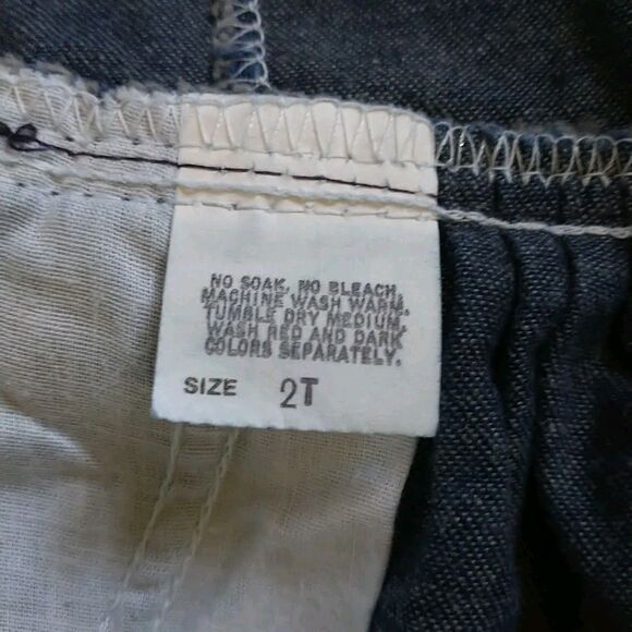 Vtg Oshkosh BGosh Vestbak Denim Jumper Dress 2T Blue Floral Straps Pocket USA - Picture 6 of 7